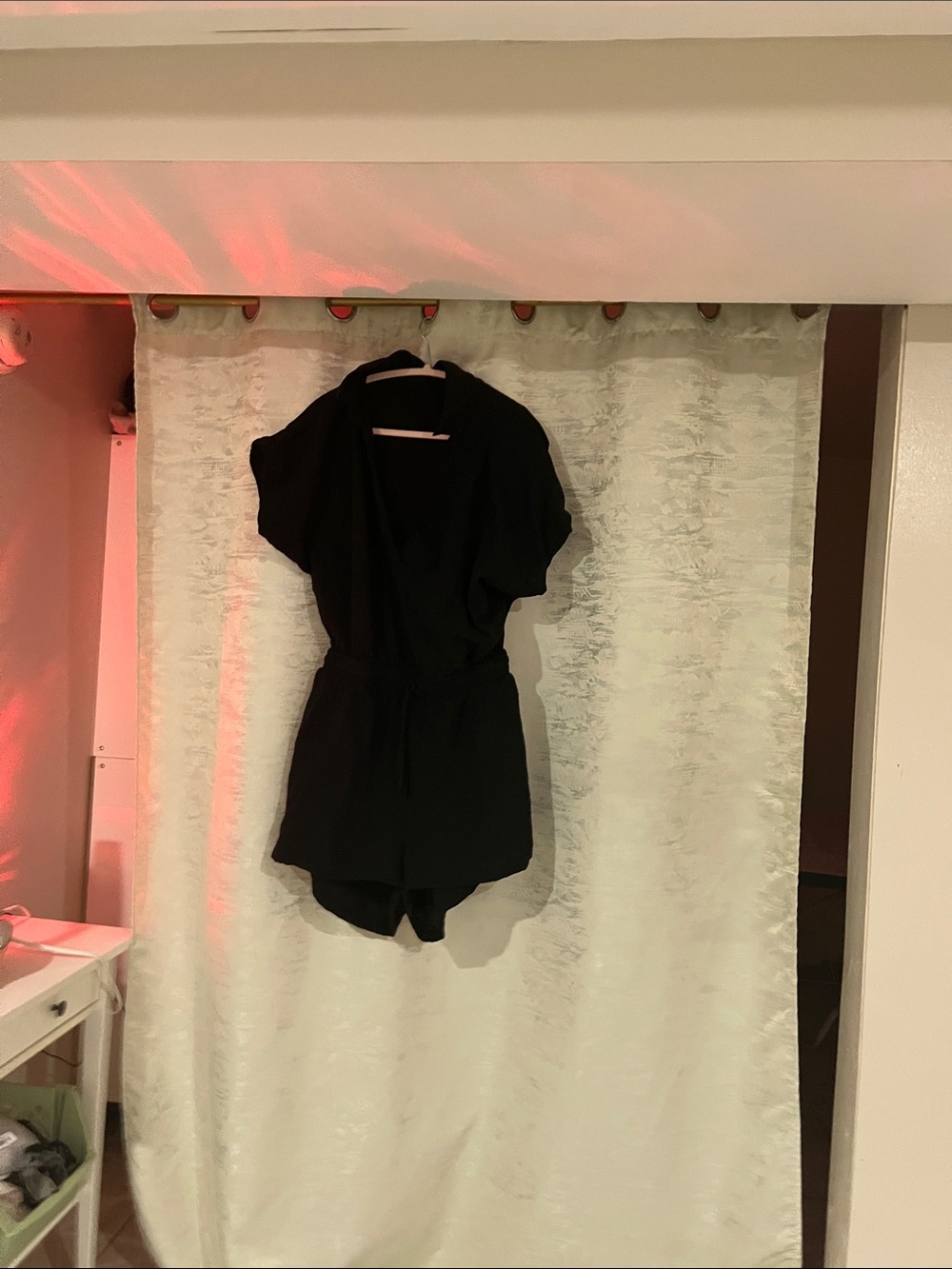 Women's Black Short-Sleeve Mini Dress with Drawstring Waist